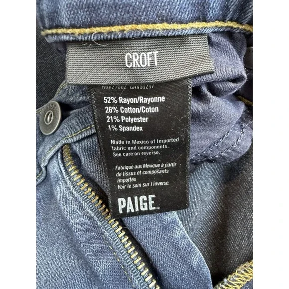 Paige Jeans Men's 38x33 Blue Dark Wash Croft Stretch Skinny Straight Denim - Picture 6 of 11